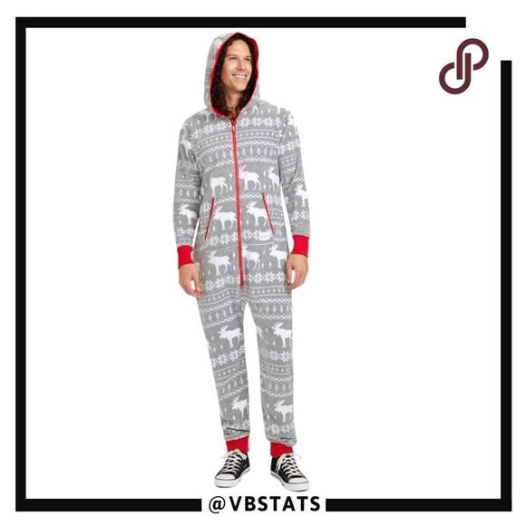 Tipsy Elves Grey Moose Full Body Jumpsuit Onesie in Size Small - Picture 1 of 15